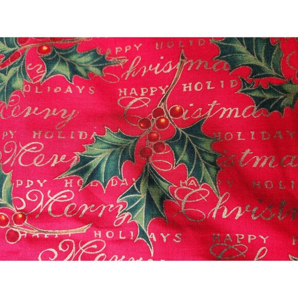 Vtg. 2000 Alexander Henry Happy Holidays Christmas Holly Cotton Fabric 3.4 Yds. - Picture 3 of 7